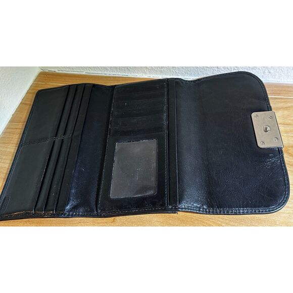 COACH KRISTEN BLACK Signature Op Art Design Long Wallet EUC - Picture 6 of 9